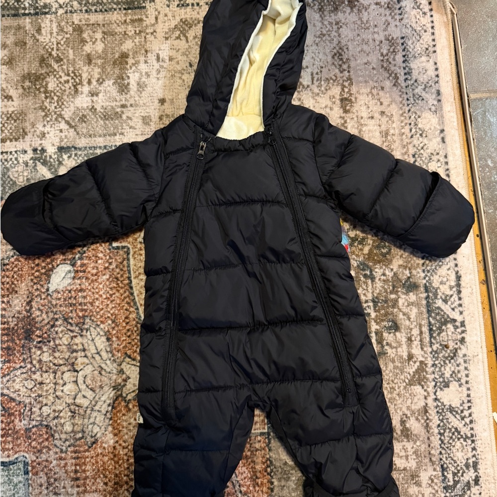 Black Hooded Baby Snowsuit